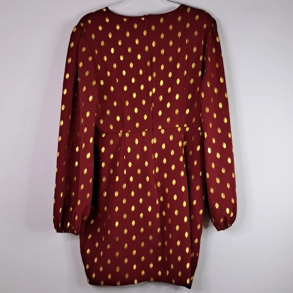SHEIN Gold Dots Burgundy Red Tunic Size XL US 12 - Picture 4 of 15